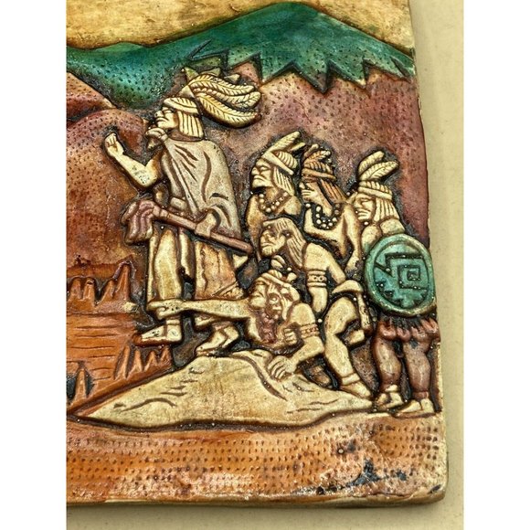 Indian Aztec Mayan Ceramic Tile Vintage Folk Art READ - Picture 4 of 11